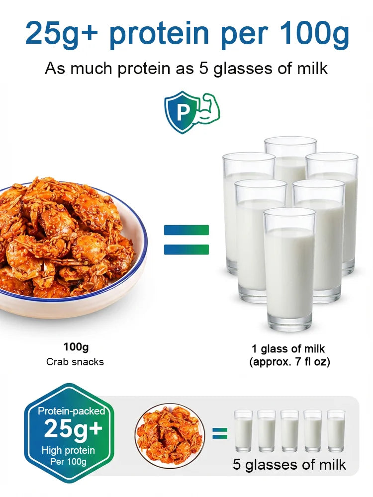 Spicy Sea Crab Snacks - High in Protein, Low in Sodium
