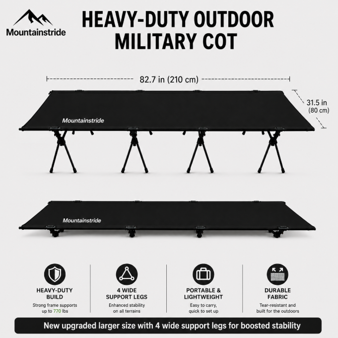 Mountainstride ArmyWild Portable Camping Cot